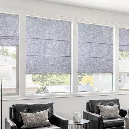 CHICOLOGY Cordless Roman Shades for Windows, Lexington Gainsboro (Blackout Style) Lined Polyester Room Darkening Shade, Privacy Window Treatment, Inside/Outside Mount, True-to-Size, 23" W x 72" H