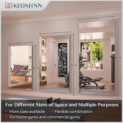Keonjinn Home Gym Mirror 72" x 36" Large Wall Mounted Rectangular Full Length Mirror for Fitness, Dance Studio, Garage, Home Gym Decor, Oversized Activity, 1 PC
