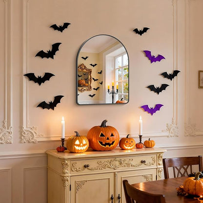 FORBATH Arched Bathroom Mirror 18x24 Inch, Black Bathroom Mirror Wall Mounted Modern Aluminum Alloy Frame Arch Mirror for Bedroom Living Room Entryway, Hanging or Leaning Against Wall