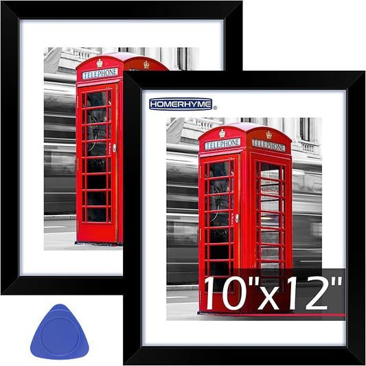10x12 Picture Frame, 2 Pack Black Photo Frame with HD Plexiglass, Fits Pictures 7x9 with Mat or 10 x12 Without Mat, Wall Hanging Photo Frames Poster Frames for Collage Wall Decor