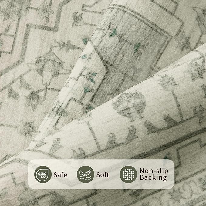 Rugxara 2x3 Door Mat Indoor Entrance, Washable Non Slip Kitchen Bathroom Rugs, Ultra-Thin Throw Small Rug for Front Door/Indoor Entrances, Green