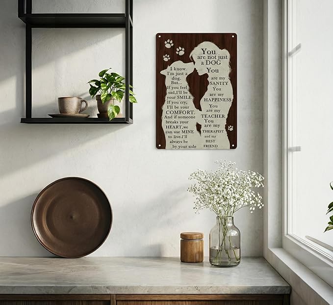 Vintage Funny Metal Sign Funny Dog Metal Sign wall decor I Know I'M Just A Dog Retro Rustic Tin Signs Wall art for Home Yard & Garden Farm 8x12 Inch