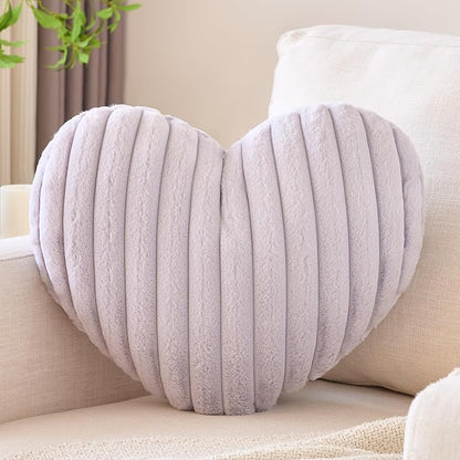 Heart Pillow, Heart Shaped Pillow with Soft Plush for Couch Bed, Decorative Throw Pillows for Bedroom Livingroom, Cozy Heart Pillows Home Decor Pillow Cushion (Grey, Large 19.6" x 15.7")