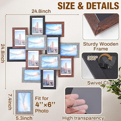 Marsui 12 Pack 4x6 Collage Picture Frames Set, Multi Family Photo Frames for Wall Decor for Farmhouse Living Room Gallery Office Hanging Display, Housewarming Birthday Wedding Valentine's Day Gifts