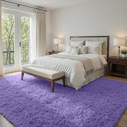 5x7 Area Rugs for Living Room Rug: Soft Fluffy Shag Purple Rugs for Bedroom, Non-Slip Large Fuzzy Plush Rug Indoor Floor Carpet for Nursery Kids Boys Girls Room, Dorms, Playroom, Modern Home Decor