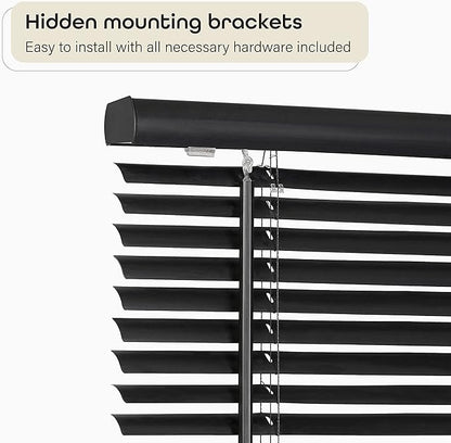 Cordless Light Filtering Mini Blind - 23 Inch Width, 72 Inch Length, 1" Slat Size - Black - Cordless GII Morningstar Horizontal Windows Blinds for Interior by Achim Home Decor