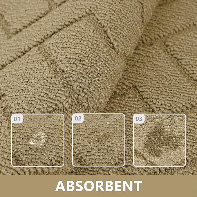 hicorfe Kitchen Runner Rugs and Mats Sets,2 Pieces Absorbent Non-Slip Kitchen Rug,Comfort Kitchen Mat for Floor,Washable for Kitchen,Hallway,Office,Sink,Laundry(20"x48"+20"x32",Brown)