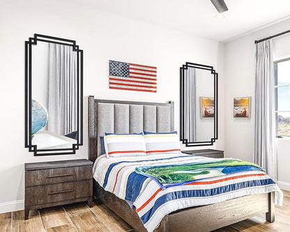 28" x 55" Living Room Mirror for Wall Decor, Large Decorative Mirror with Metal Frame, Modern Black Wall Decor for Bathroom, Entrance, Bedroom, Horizontal or Vertical