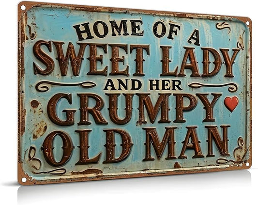 Vintage patio Metal Signs Sweet Lady Grumpy Old Man Tin Sign Vintage Farmhouse Metal Sign Decor Retro Rusticfor Tin Signs Farmhouse Home Kitchen Farm Garden 8x12inch