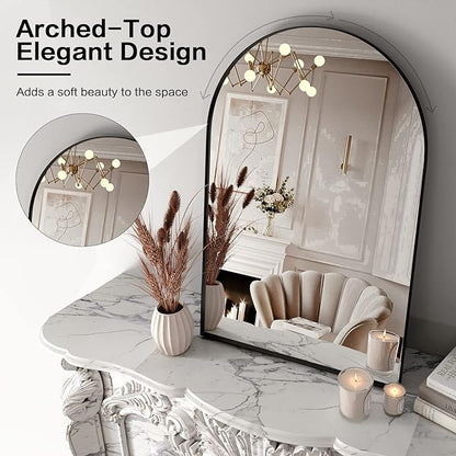 Arched Bathroom Mirrors Set of 2, 22x36 Black Rust-Resistant Metal Frame Vanity Mirror, HD Shatter-Resistant Wall Mirror for Over Sink, Modern Bathroom Mirror for Bedroom, Entryway, Living Room