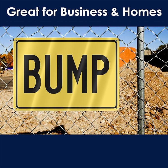 Tin Sign Warning Bump, Road Business 8x12 Inches Aluminum Metal Vintage Sign