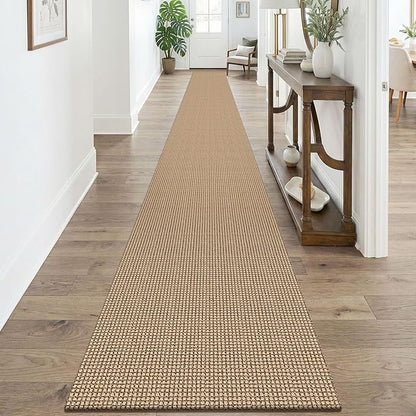 KOZYFLY Boho 2x20 Runners Rugs for Hallway, Extra Long Washable Runner Rug, Woven Non Slip Kitchen Runner, Cotton Entryway Rug, Floor Carpet for Entry, Aisle, Hall, Orange Beige/Tan/Brown