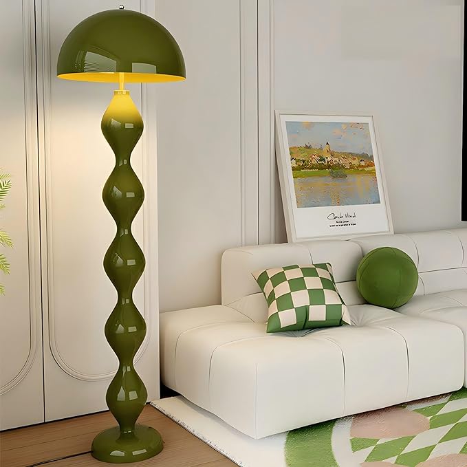 Modern Floor Lamp, Green, Metal, 59.1 Inch High, 3 Light Colors, Foot Switch Control