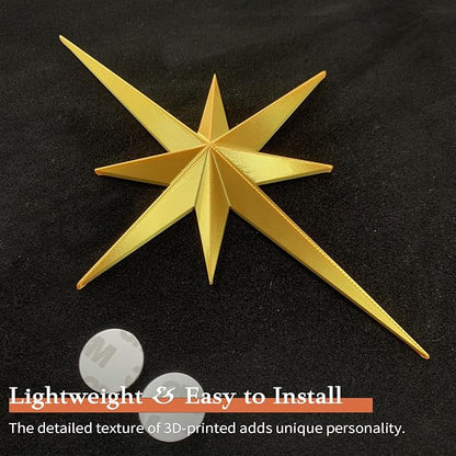 MidModArt 16PCS Mid Century Modern 3D Star Wall Art Gold Retro Starburst Sculptures Vintage Celestial Home Decor, Gold Starburst-Combo