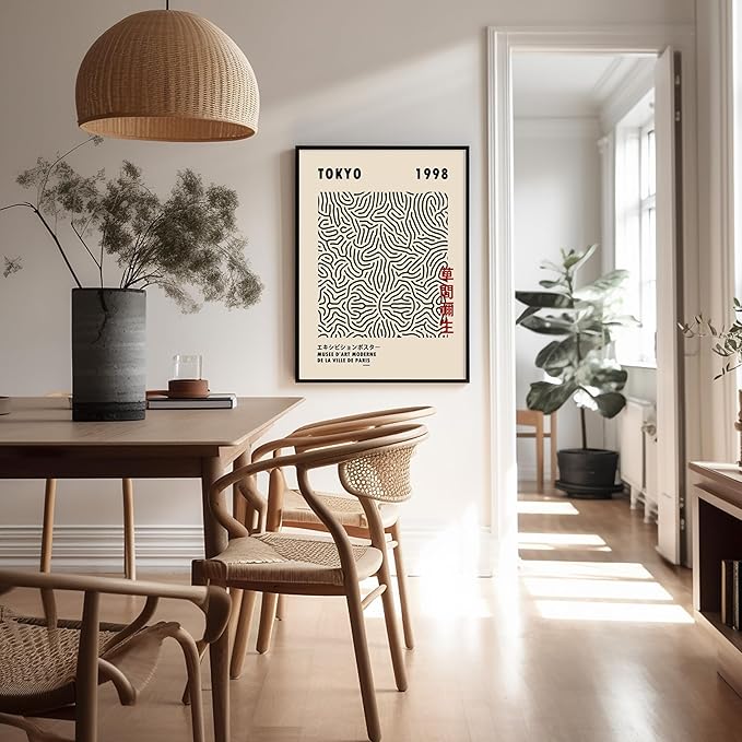Poster Master Vintage Poster - Retro Pop Art Print - Gift for Artist, Friend - Nets, Tokyo, Black, Modern, Abstract Line - Wall Decor for Living Room, Office, 24x32 Unframed Wall Art