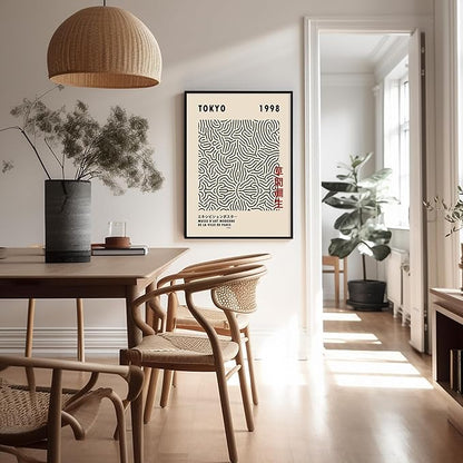 Poster Master Vintage Poster - Retro Pop Art Print - Gift for Artist, Friend - Nets, Tokyo, Black, Modern, Abstract Line - Wall Decor for Living Room, Office, 24x32 Unframed Wall Art