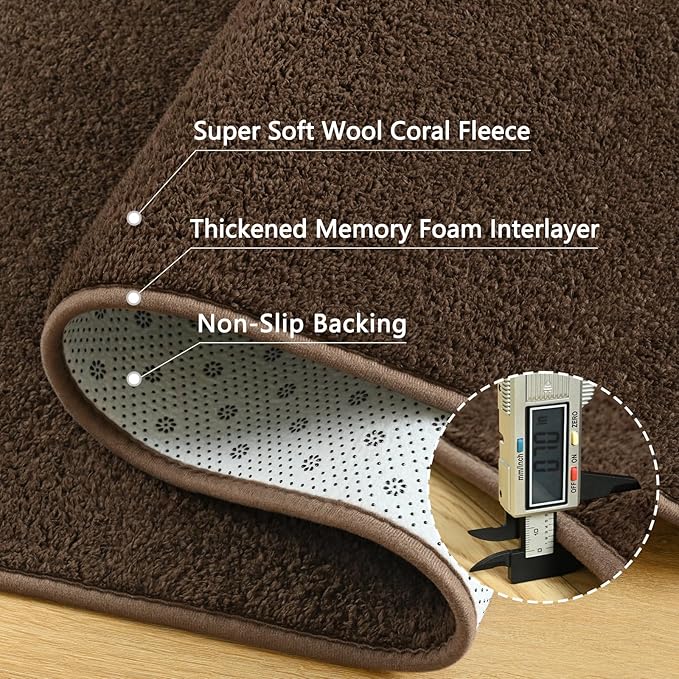 Dark Brown Rugs for Living Room Bedroom, 4x6 Feet Modern Area Rug, Non Slip Bedside Indoor Floor Carpet, Washable Carpets for Kids Girls Boys Baby Teen Dorm Nursery Home Decor