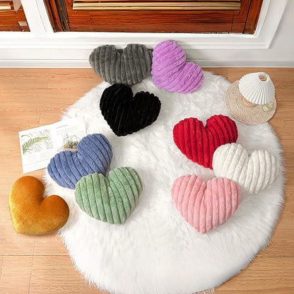 16 Inch Grey Heart Pillow Cute Soft Valentines Decorative Throw Pillows, Heart Shaped Fluffy Faux Fur Pillows Cushions for Couch Chair Bed Bedroom Room Home Decor Aesthetic (1, Gray, Medium-16"x13")