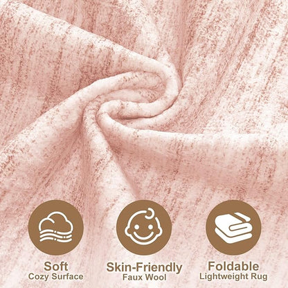 Nakagishi 5X7 Area Rugs Living Room: Washable Large Vintage Rug Neutral Non-Slip Soft Stain Resistant Indoor Carpet for Bedroom Nursery Dining Room Office Playroom - Pink-01