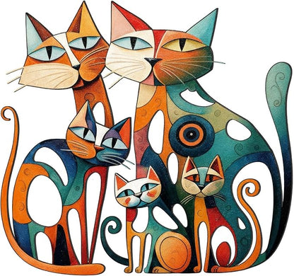 Wesiti Cat Wall Art Decor Iron Wall Sculptures Decor for Cats Lover 13.7 x 13 Inches Colorful Mid Century Cat Retro Signs for Home Living Room Bedroom Kitchen Office(Opulent)