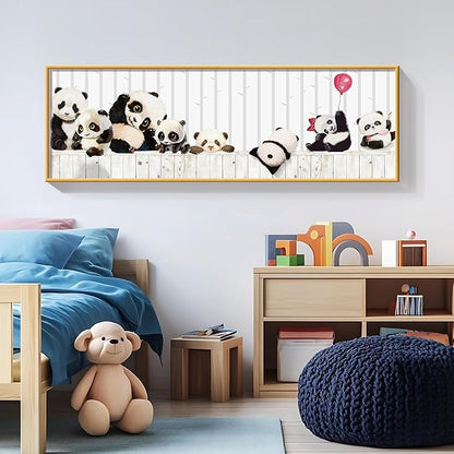 susimond Abstract Canvas Wall Art, Large Modern Painting for Living Room & Bedroom Decor - Ready to Hang (Cartoon Panda, 63" L x 20" W)