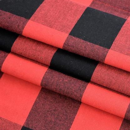 3 Pc Cotton Classic Country Farmhouse Kitchen Window Curtain Grommet Top -Red & Black Buffalo Check Tier & Valance Set, 54" x 18" / 32" x 24"