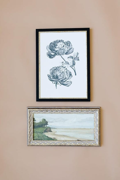 Petal Lane Beach Wall Art - 15x8 Framed Antique Decor - Make Your Own Gallery Wall Frame Set - Dark Academia Wall Decor - Canvas Wall Art with Vintage Frame (Beach)