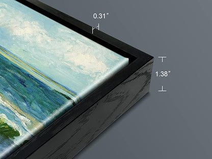 Wieco Art Black Framed Art Seascape at Saintes Maries by Vincent Van Gogh Oil Paintings Reproduction Modern Canvas Prints Sea Pictures on Canvas Wall Art for Living Room Home Deco