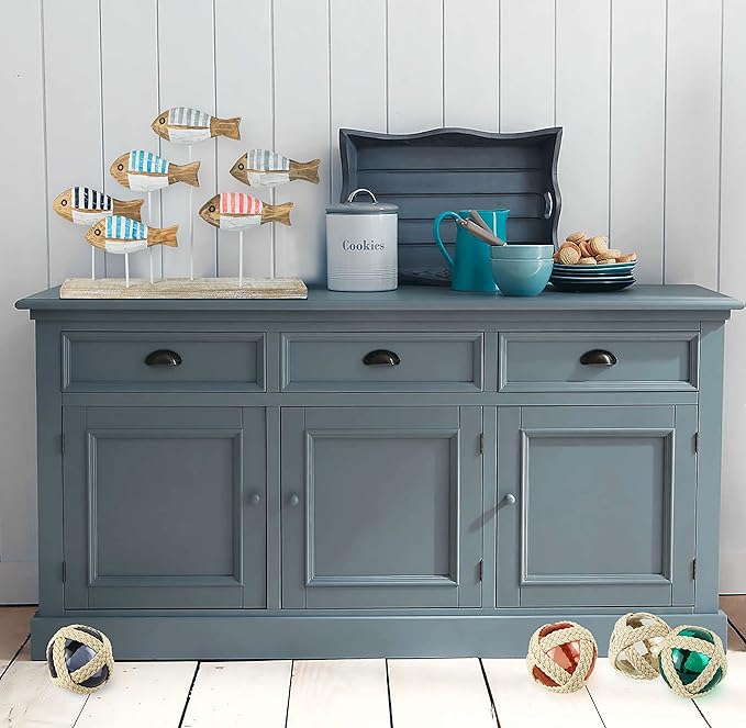 SAILINGSTORY Wooden School of Fish Beach Decor Nautical Coastal Decor Beach Bathroom Decor Lake House Decor Ocean Decoration Stripe Finish