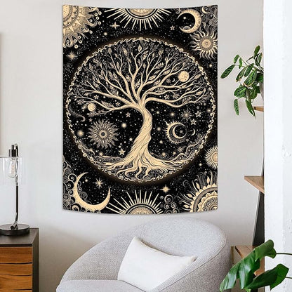 Lunerfex Tree of Life Tapestry Starry Sky Wall Tapestry, Vintage Tapestries for Bedroom Ceiling Tapestries Wall Hanging for Bedroom Living Room Decor Tree-3 36"x48"