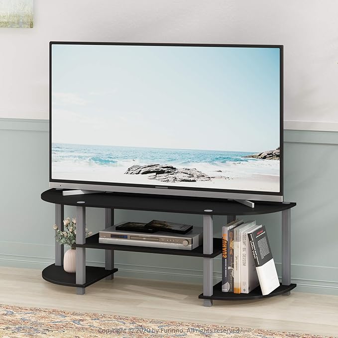 Furinno Turn-S-Tube Wide TV Entertainment Center, Black/Grey