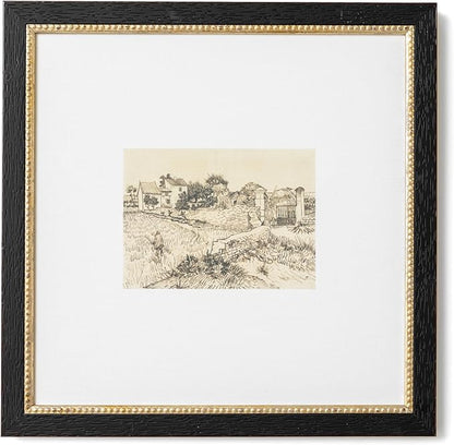 Petal Lane Antique Wall Decor - 11x11 Framed Antique Decor - Make Your Own Gallery Wall Frame Set - Dark Academia Wall Decor - Canvas Wall Art with Vintage Frame (Tuscan Village)