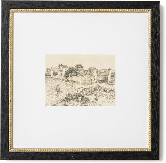 Petal Lane Antique Wall Decor - 11x11 Framed Antique Decor - Make Your Own Gallery Wall Frame Set - Dark Academia Wall Decor - Canvas Wall Art with Vintage Frame (Tuscan Village)