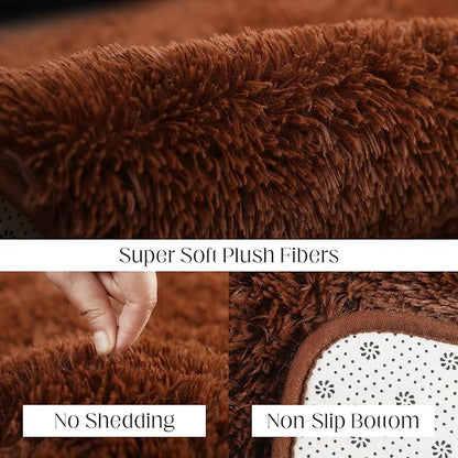 Puremy Luxury 4x6 Area Rug, Ultra Soft Rugs for Living Room, Plush Carpet Rugs for Bedroom, Non-Slip Indoor Rug for Nursery, Study Room, Playroom, Home Decor, Brown