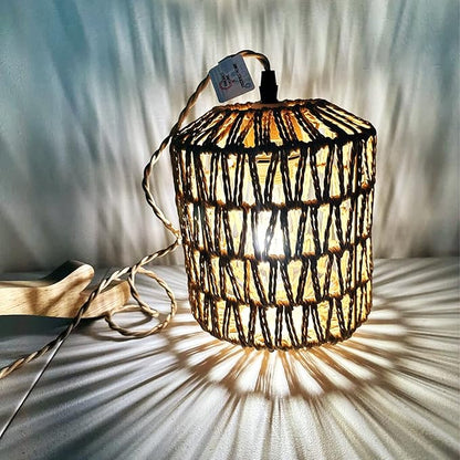 Frideko Rattan Wall Lamp with Plug in Cord Hand Woven Plug in Wall Sconces Paper Rope Wall Light Farmhouse Wall Sconce Wall Mounted Light Boho Wall Sconces Wall Lighting for Bedroom Living Room