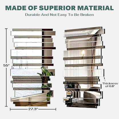 Decorative Mirrors for Wall Decor Large Mirrors for Wall Decor Living Room Silver Mirrors 27×55 inch (Gold Brown)
