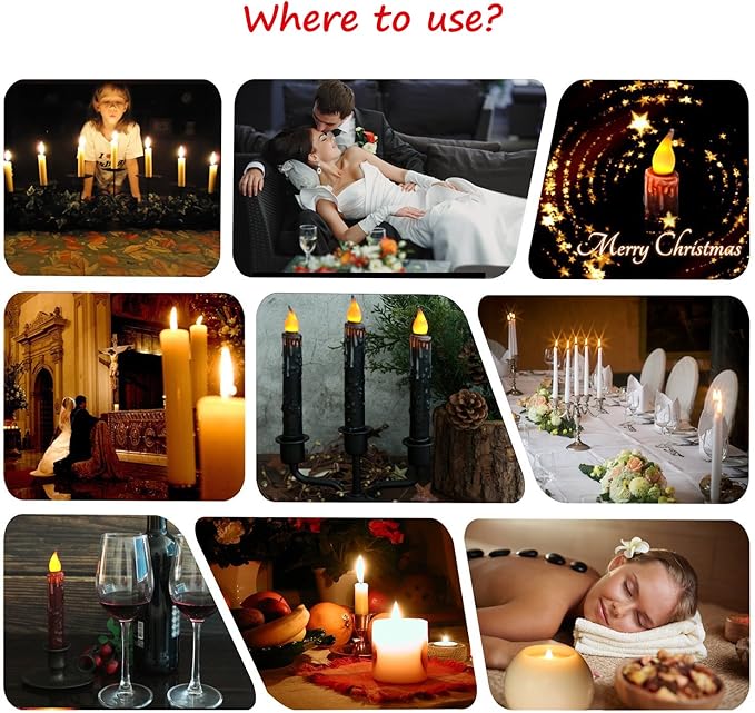 CVHOMEDECO. Real Wax Hand Dipped Battery Operated LED Timer Taper Candles Country Primitive Flameless Lights Décor, 4-3/4 Inch, Brown, 2 PCS in a Package