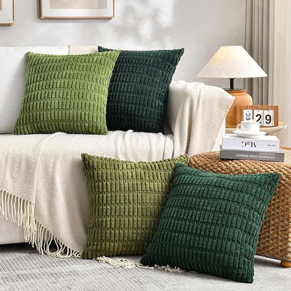 Fancy Homi 4 Packs Decorative Throw Pillow Covers for Living Room Couch Bed, Modern Farmhouse Boho Home Décor Accent Cushion Case, 16" x 16", Moss Green