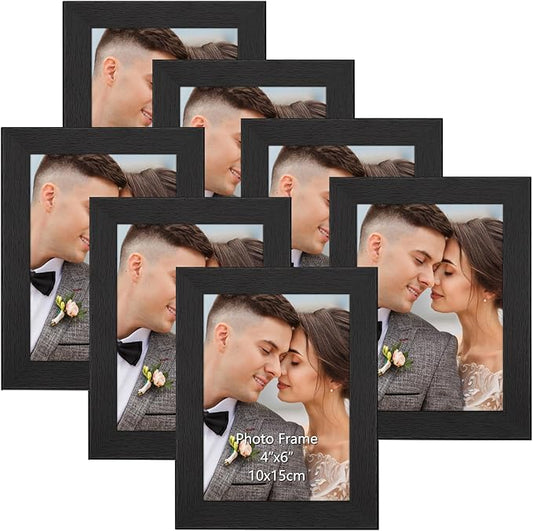 PETAFLOP Picture Frames 4 by 6 7 Pack, Black 4x6 Photo Frames Set for Wall Tabletop Horizontally or Vertically Display