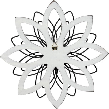 Remenna Metal Flowers Wall Decor, Metal Rustic Wall Art Decoration Farmhouse Wall Decorations Multiple Floral Hanging Decor for Bathroom Living Room Home Office Garden Kitchen (white & blue)