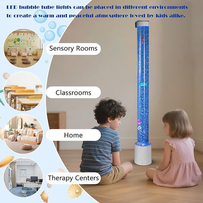 Bubble Tube Floor Lamp – Works with Various Controllers, Color-Changing Aquarium Mood Light for Visual Stimulation & Relaxation in Home, Sensory Rooms & Therapy Clinics (4FT Bubble Lamp)