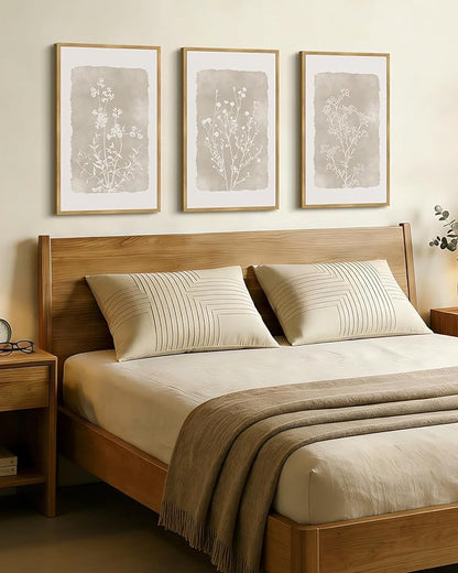 Drsoum Botanical Flower Wall Art Framed Vintage Floral Wall Prints Wildflower Neutral Rustic Bohemain Artwork Farmhouse Bedroom Ready to Hang 16x24in Natural Framed