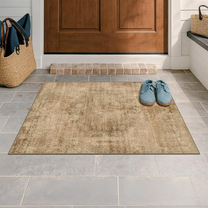 Washable 2x3 Small Entryway Rugs Indoor, Gold and Brown Area Rug for Kitchen, Bathroom, Farmhouse Medallion Indoor Décor, Non Slip Low Pile Stain Resistant Carpet