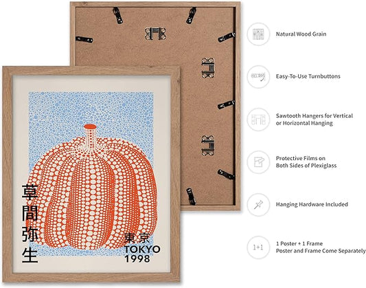 Poster Master Pumpkin Forever Print - Vintage Infinity Dots Poster - Tokyo Art - Chic Gift for Men, Women - Perfect Decor for Living Room, Bedroom, Office - 16x20 Beige Framed