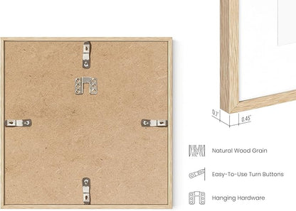 HAUS AND HUES Beige Oak Wood 10x10 Picture Frames - Set of 25, Square Frames with Mat, Premium Frames for Posters and Photos (10x10 in, Beige, Set of 25)