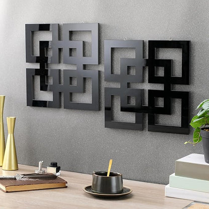 Weysat Wall Mount Home Mirror, 2 Pieces Silver Square Decorative Mirror for Bedroom, Living Room, Bathroom, 11.8 x 11.8 Inches(Black,Mirrored)