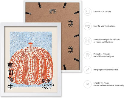 Poster Master Vintage Poster - Pumpkin Forever Print - Tokyo Art - Infinity Dots Art - Chic Gift for Men, Women - Perfect Decor for Living Room, Bedroom, Office, 16x20 White Framed