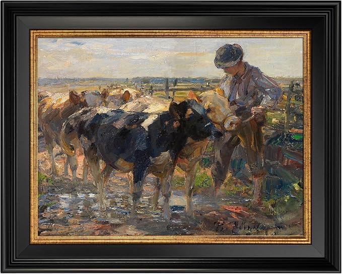 Plein Art Frame for 18x24 Canvas Oil Paintings Diamond Art Prints, No Glass & Backing, 1.7" Wide Vintage Gallery Wall Frame for Coffee Book Shop Dining Room Kitchen Decor (Black Gold)