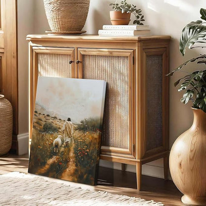 Jesus Leaves the 99 Sheep Canvas Wall Art Jesus and Lamb Painting Wall Decor Picture The Lost Sheep Posters Prints Christian Baptism gifts for Living Room Bedroom Prayer Home Decor 24x36 In canvas