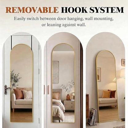 Simple Deluxe 47x14 Arched Full Length Mirror Over The Door, Wall Mounted Full Body Mirror, Modern Gold Aluminum Alloy Frame, HD Reflection, for Bedroom, Living Room, Entryway, Gold